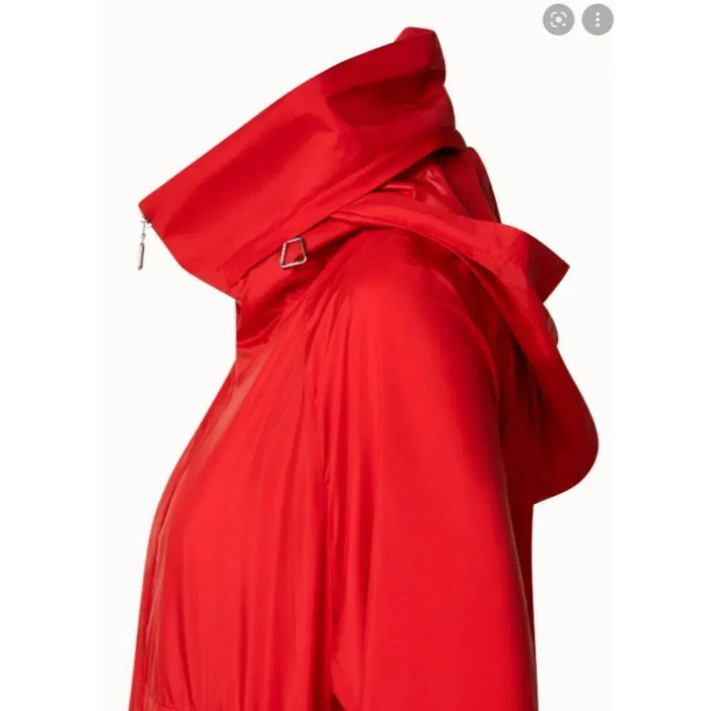AKRIS Womans Veronique Red Silk Jacket Blouson Taffeta Size 4 Hooded NWT $2590